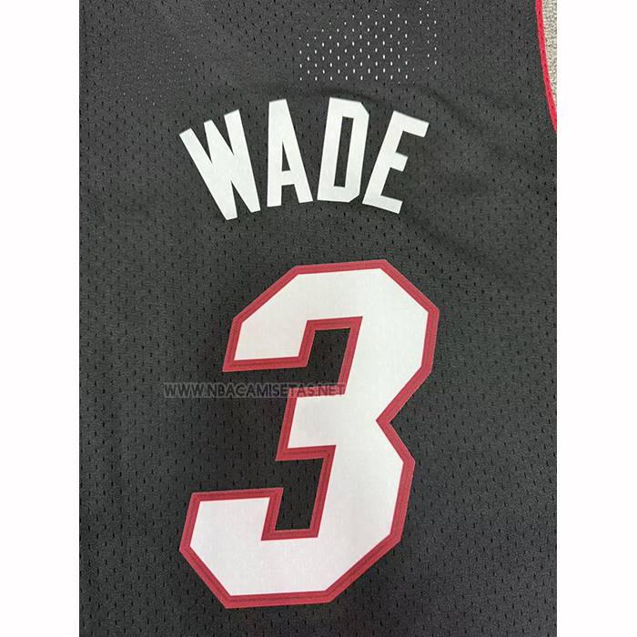 Camiseta Miami Heat Dwyane Wade NO 3 Mitchell & Ness 2012-13 Negro